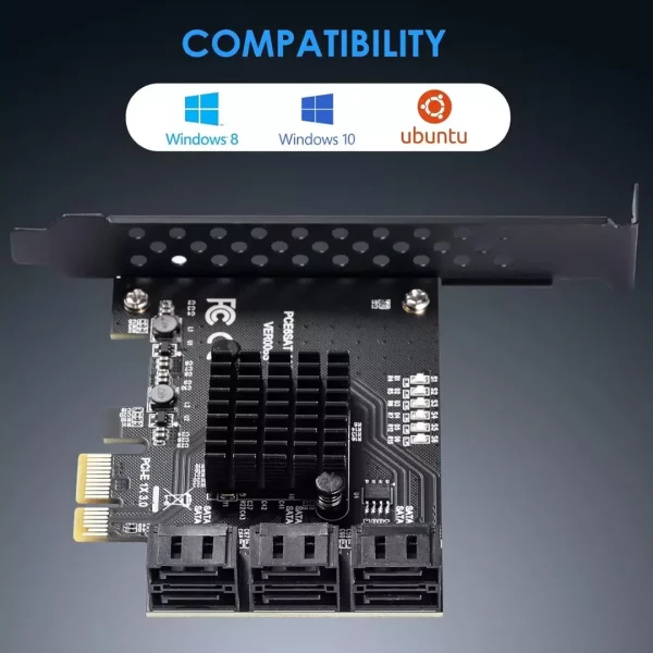 6-Port PCIe SATA 3.0 Expansion Card - 6 Gbps, Includes 6 SATA Cables and Low Profile Bracket (ASMedia ASM1166)