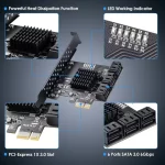 6-Port PCIe SATA 3.0 Expansion Card - 6 Gbps, Includes 6 SATA Cables and Low Profile Bracket (ASMedia ASM1166)