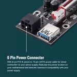 BEYIMEI PCI-E 1X to 16X Riser Card, with 0.6 m USB 3.0 Extension Cable & 6PIN SATA Power Cable - GPU Extender Riser Card - for Bitcoin Ethereum Mining ETH (VER009S,6 Pack)