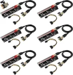 BEYIMEI VER009S-PLUS PCI-E 1X to 16X Riser Card,8 Solid Capacitors,6PIN SATA Power Cable,60cm USB 3.0 Extension Cable,Suitable for GPU Bitcoin Ethereum Mining (6Pack)