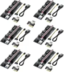 BEYIMEI PCI-E 1X to 16X Riser Card, for Bitcoin Ethereum Mining ETH,10 Capacitors,with 0.6 m USB 3.0 Extension Cable & 6PIN SATA Power Cable - GPU Extender Riser Card - (V011-PRO,6 Pack)