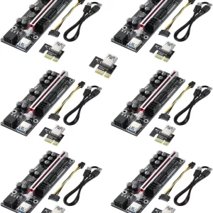 BEYIMEI PCI-E 1X to 16X Riser Card, for Bitcoin Ethereum Mining ETH,10 Capacitors,with 0.6 m USB 3.0 Extension Cable & 6PIN SATA Power Cable - GPU Extender Riser Card - (V011-PRO,6 Pack)