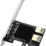 BEYIMEI PCI-E 1 to 2 Riser Card,Pcie Splitter 1 to 2 PCIE Riser Card,PCI-E 1X to External 2 PCI-E USB 3.0 Adapter Multiplier Card for Bitcoin Ethereum Mining