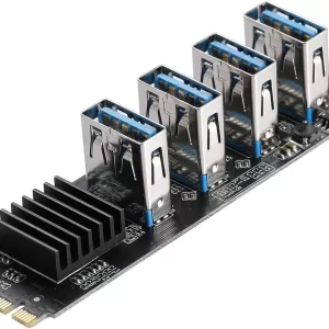 BEYIMEI M.2 NVME to 4 Ports PCI-E 1X USB 3.0 Riser Card, M.2 B-Key PCI-E Interface for Bitcoin Miner Ethereum Mining