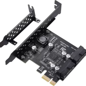 BEYIMEI PCIE 1X to 2 Port 19Pin Expansion Card, USB 3.2 GEN1 Super Speed 5Gbps PCI Express Card for Windows 10, 8.1, 8, 7, XP
