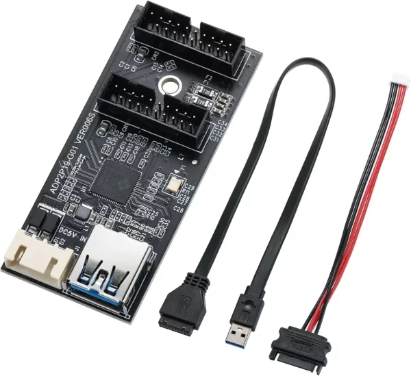 BEYIMEI USB 3.2 Gen1 to Dual 19PIN Male Adapter Card,SuperSpeed 5Gbps USB3.0 to 2-Port 19PIN Expansion Card for Windows7/8/10/11(32/64bit) /Linux/MAC
