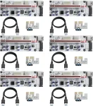 BEYIMEI PCI-E 1X to 16X Riser Card,GPU Riser Adapter Card,with 0.6 m USB 3.0 Extension Cable,6PIN / 4PIN / SATA Interface, for Bitcoin & Crypto Mining Ethereum Mining ETH(VER010-X, 6 Pack)