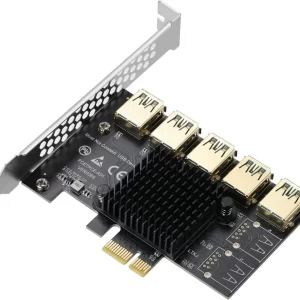 BEYIMEI PCI-E 1 to 5 Riser Card,PCI-E 1X to 5 PCI-E USB3.0 Adapter Multiplier Card,Pcie Splitter 1 to 5 PCIE Riser Card for Bitcoin Ethereum Mining