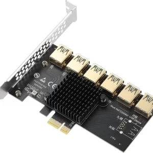 BEYIMEI PCI-E 1 to 6 Riser Card,PCI-E 1X to External 6 PCI-E USB 3.0 Adapter Multiplier Card,PCIE Riser Card for Bitcoin Mining