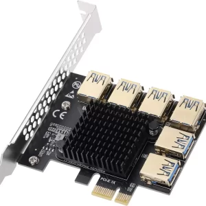 BEYIMEI PCI-E 1 to 6 Riser Card,PCI-E 1X to External 6 PCI-E USB 3.0 Adapter Multiplier Card,Riser Card for Bitcoin Mining