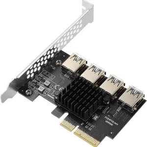 BEYIMEI PCI-E 4X to 4 PCI-Express 16X Slots Riser Card,PCI-E 4X to External 4 PCI-E USB 3.0 Adapter Multiplier Card for Bitcoin Mining
