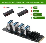 BEYIMEI M.2 NVME to 4 Ports PCI-E 1X USB 3.0 Riser Card, M.2 B-Key PCI-E Interface for Bitcoin Miner Ethereum Mining