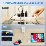 BEYIMEI 120W USB C Charger GaN,USB C Power Adapter PD3.0 4 Ports Multiple Charger with USB-C and USB-A,PPS/PD Power Adapter Compatible with MacBook Pro, iPad Pro,iPhone 14 Pro Max,Steam Deck etc