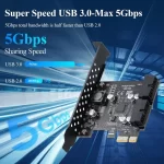 BEYIMEI PCIE 1X to 2 Port 19Pin Expansion Card, USB 3.2 GEN1 Super Speed 5Gbps PCI Express Card for Windows 10, 8.1, 8, 7, XP