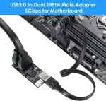 BEYIMEI USB 3.2 Gen1 to Dual 19PIN Male Adapter Card,SuperSpeed 5Gbps USB3.0 to 2-Port 19PIN Expansion Card for Windows7/8/10/11(32/64bit) /Linux/MAC