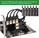 BEYIMEI PCI-E 1 to 6 Riser Card,PCI-E 1X to External 6 PCI-E USB 3.0 Adapter Multiplier Card,Riser Card for Bitcoin Mining