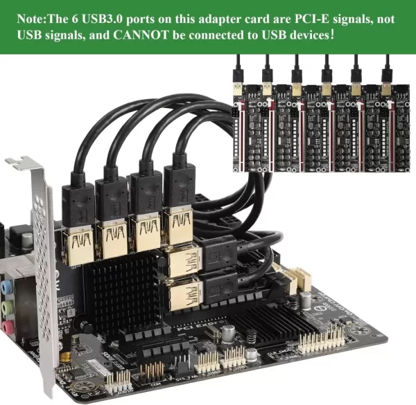 BEYIMEI PCI-E 1 to 6 Riser Card,PCI-E 1X to External 6 PCI-E USB 3.0 Adapter Multiplier Card,Riser Card for Bitcoin Mining