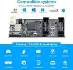 BEYIMEI USB 3.2 Gen1 to Dual 19PIN Male Adapter Card,SuperSpeed 5Gbps USB3.0 to 2-Port 19PIN Expansion Card for Windows7/8/10/11(32/64bit) /Linux/MAC