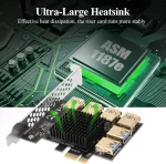 BEYIMEI PCI-E 1 to 6 Riser Card,PCI-E 1X to External 6 PCI-E USB 3.0 Adapter Multiplier Card,Riser Card for Bitcoin Mining