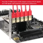 BEYIMEI PCI-E 1 to 5 Riser Card,PCI-E 1X to 5 PCI-E USB3.0 Adapter Multiplier Card,Pcie Splitter 1 to 5 PCIE Riser Card for Bitcoin Ethereum Mining