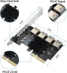 BEYIMEI PCI-E 4X to 4 PCI-Express 16X Slots Riser Card,PCI-E 4X to External 4 PCI-E USB 3.0 Adapter Multiplier Card for Bitcoin Mining