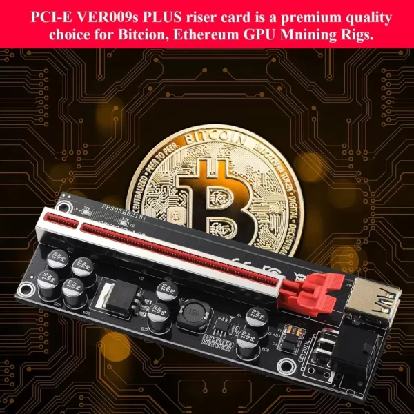BEYIMEI VER009S-PLUS PCI-E 1X to 16X Riser Card,8 Solid Capacitors,6PIN SATA Power Cable,60cm USB 3.0 Extension Cable,Suitable for GPU Bitcoin Ethereum Mining (6Pack)