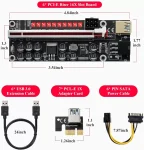 BEYIMEI PCI-E Riser 1X to 16X for Bitcoin GPU Mining Powered Riser Adapter Card,11 Fixed Capacitors,LED Colorful Light Effect,60cm USB 3.0 Cable-for Ethereum ETH Mining (VER014-6 Pack)