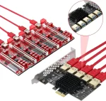 BEYIMEI PCI-E 1 to 5 Riser Card,PCI-E 1X to 5 PCI-E USB3.0 Adapter Multiplier Card,Pcie Splitter 1 to 5 PCIE Riser Card for Bitcoin Ethereum Mining