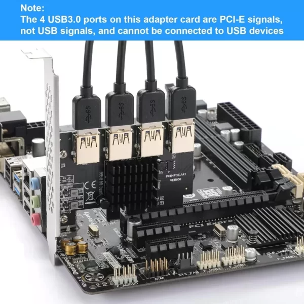 BEYIMEI PCI-E 4X to 4 PCI-Express 16X Slots Riser Card,PCI-E 4X to External 4 PCI-E USB 3.0 Adapter Multiplier Card for Bitcoin Mining