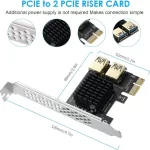 BEYIMEI PCI-E 1 to 2 Riser Card,Pcie Splitter 1 to 2 PCIE Riser Card,PCI-E 1X to External 2 PCI-E USB 3.0 Adapter Multiplier Card for Bitcoin Ethereum Mining