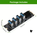 BEYIMEI M.2 NVME to 4 Ports PCI-E 1X USB 3.0 Riser Card, M.2 B-Key PCI-E Interface for Bitcoin Miner Ethereum Mining