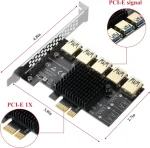 BEYIMEI PCI-E 1 to 5 Riser Card,PCI-E 1X to 5 PCI-E USB3.0 Adapter Multiplier Card,Pcie Splitter 1 to 5 PCIE Riser Card for Bitcoin Ethereum Mining