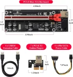 BEYIMEI VER009S-PLUS PCI-E 1X to 16X Riser Card,8 Solid Capacitors,6PIN SATA Power Cable,60cm USB 3.0 Extension Cable,Suitable for GPU Bitcoin Ethereum Mining (6Pack)