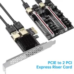 BEYIMEI PCI-E 1 to 2 Riser Card,Pcie Splitter 1 to 2 PCIE Riser Card,PCI-E 1X to External 2 PCI-E USB 3.0 Adapter Multiplier Card for Bitcoin Ethereum Mining