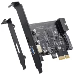 BEYIMEI PCI-E 1X to USB 3.2 Gen1 5Gbps 2 Ports(Type C+ Type A) Expansion Card,with 19PIN USB 3.0 Interface, 15PIN SATA Power Connector, PCIE to USB Card Supports Windows 10/8/7/Linux