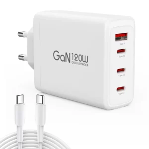 BEYIMEI 120W USB C Charger GaN,USB C Power Adapter PD3.0 4 Ports Multiple Charger with USB-C and USB-A,PPS/PD Power Adapter Compatible with MacBook Pro, iPad Pro,iPhone 14 Pro Max,Steam Deck etc