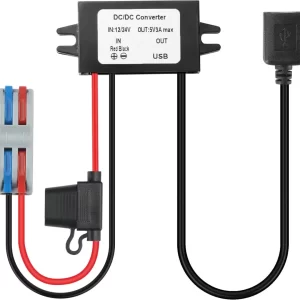 BEYIMEI DC USB Buck Converter 12V 24V to 5V 3A with Output Power Adapter Car Power Converter Reduce for Car Audio, LED, Car Recorder.