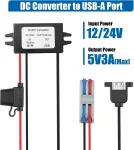 BEYIMEI USB DC Converter 12V 24V Buck to 5V 3A 15W Output Power Adapter Car Power Converter Buck for Car Audio, LED, Car Recorder.