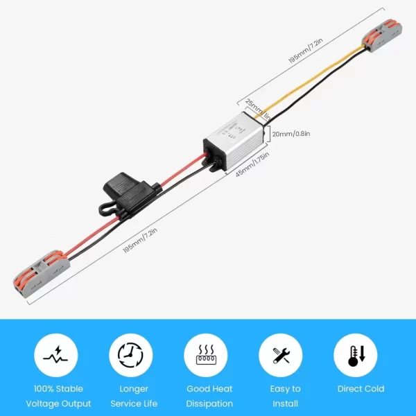 BEYIMEI Waterproof DC 24V Step-Down to 12V 5A Conversion Voltage Regulator Reducer, Adjustable Power Conversion Transformer for Golf Carts, Automobiles.Trucks Light Bar.
