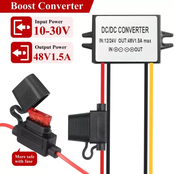 DC/DC Boost Buck Converter 12/24V to 48V 1.5A 72W BEYIMEI Step up Converter Module Waterproof Power Supply Board Voltage Stabilizer forTransformer for Car Audio Solar Power System LCD Television