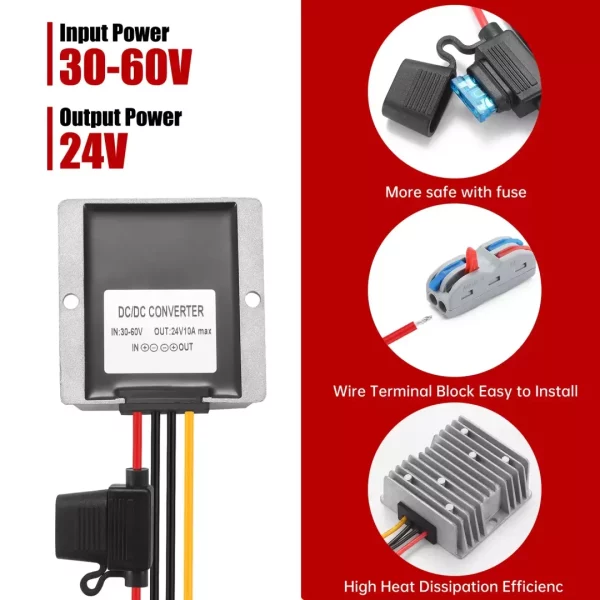 BEYIMEI DC to DC converter 30-60V to DC 24V10A Buck converter