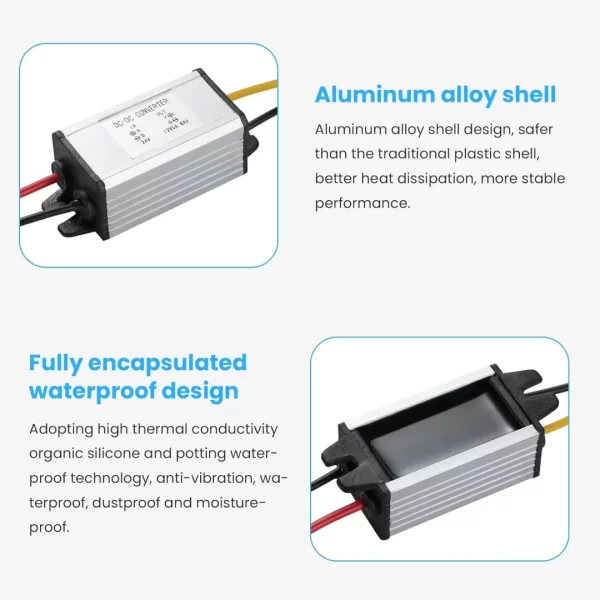 BEYIMEI Waterproof DC 24V Step-Down to 12V 5A Conversion Voltage Regulator Reducer, Adjustable Power Conversion Transformer for Golf Carts, Automobiles.Trucks Light Bar.