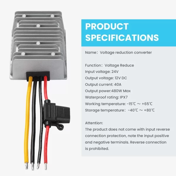 BEYIMEI DC to DC 24V Step Down to 12V 40A High Efficiency Voltage Converter Power Supply Transformer,Waterproof Voltage Reducer for Golf Cart, forklifts Car.