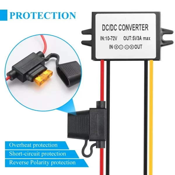 BEYIMEI DC to DC converter 10-72V 12V/24V/36V/48V to 5V3A Buck Converter
