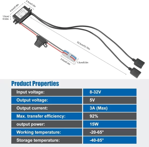 BEYIMEI USB DC Converter 12V 24V Step Down to 5V 3A 15W Dual USB Female DC DC Buck Converter Adapter Output Power Adapter Buck Converter Module for car Audio,led,Driving Recorder.