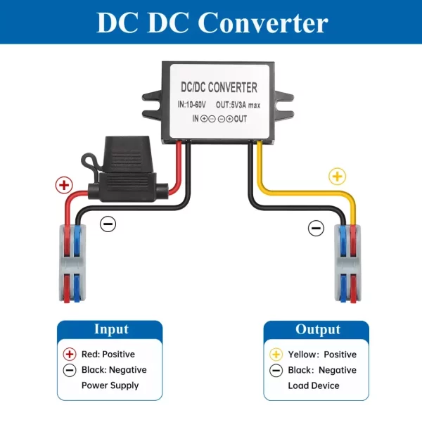 BEYIMEI Voltage Reducer DC Converter 12V/24V/36V/48V to 5V3A buck converter