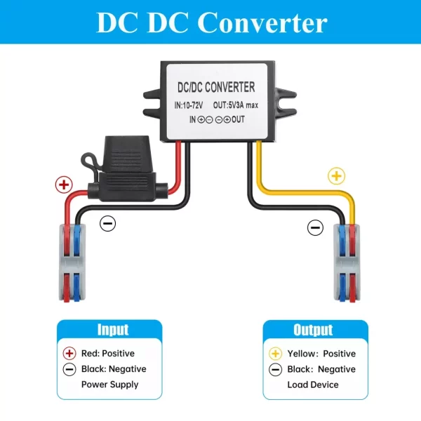 BEYIMEI DC to DC converter 10-72V 12V/24V/36V/48V to 5V3A Buck Converter