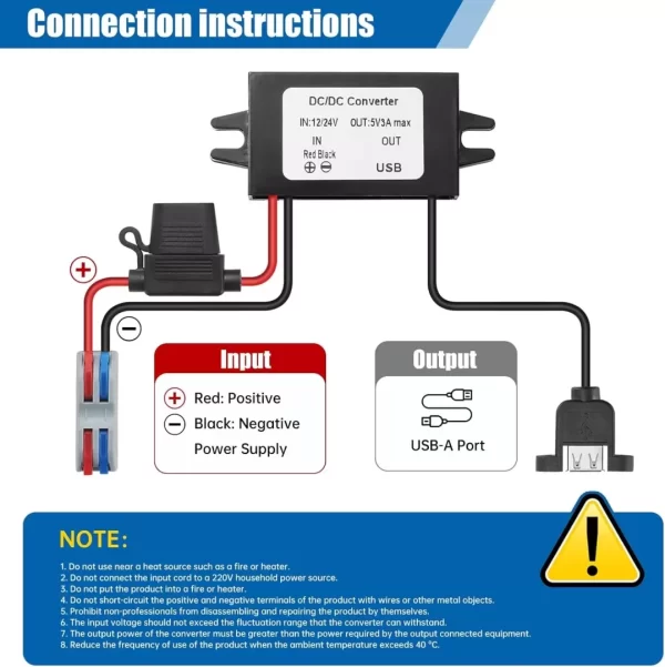 BEYIMEI USB DC Converter 12V 24V Buck to 5V 3A 15W Output Power Adapter Car Power Converter Buck for Car Audio, LED, Car Recorder.