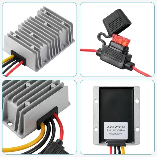 BEYIMEI DC to DC 24V Step Down to 12V 40A High Efficiency Voltage Converter Power Supply Transformer,Waterproof Voltage Reducer for Golf Cart, forklifts Car.