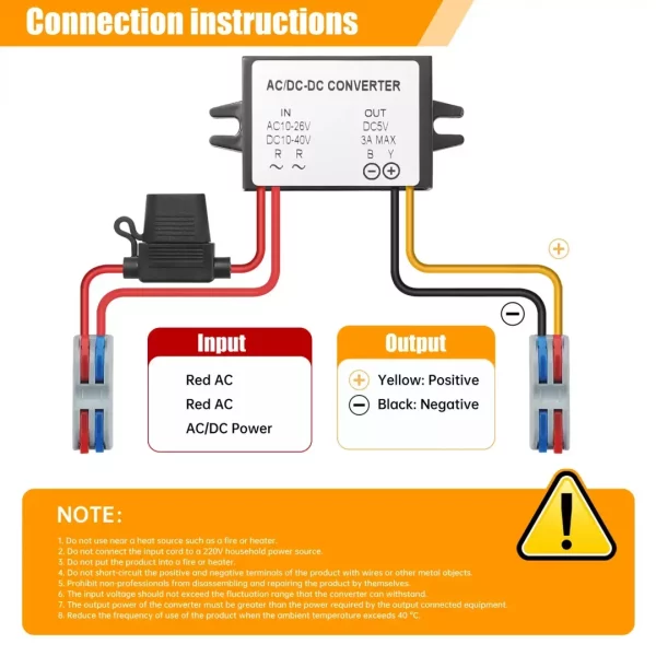 BEYIMEI Voltage Convertor AC 10-26V 12V/24V to DC 5V Buck Voltage